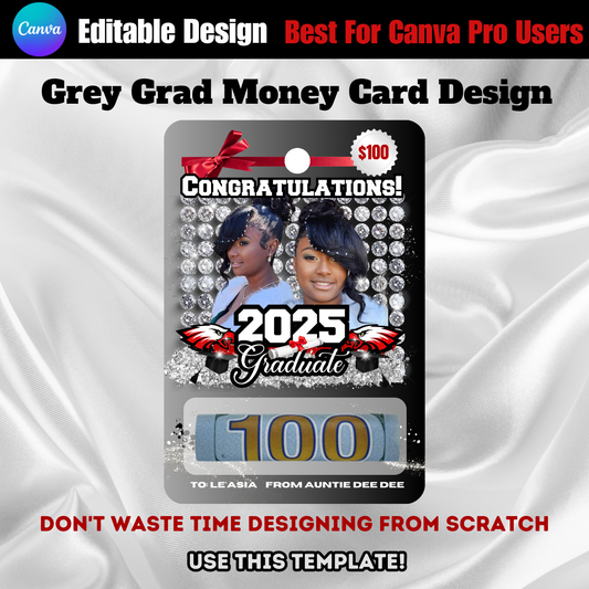 Grey Grad Money Card Template & Supply List (Edit In Canva)