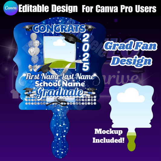 Editable Blue Grad Fan Design, Mockup, & Sublimation Blank Link