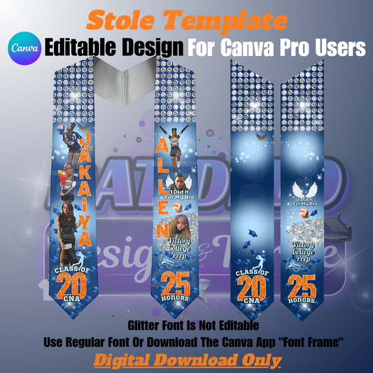 Editable Blue Orange Grad Stole Design