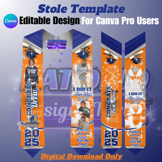 Editable Orange Blue Grad Stole Design (CanvaPro)
