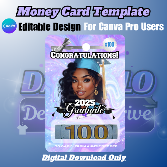 Galaxy Grad Money Card Template & Supply List (Edit In Canva)