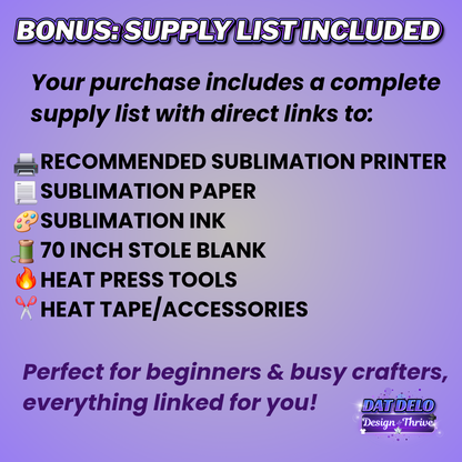 Green Butterfly Editable Grad Stole Design(Includes Supply List)