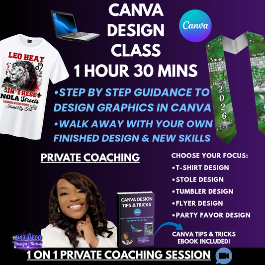 Canva Design Class (Private Coaching) Canva Design E-Book Included!