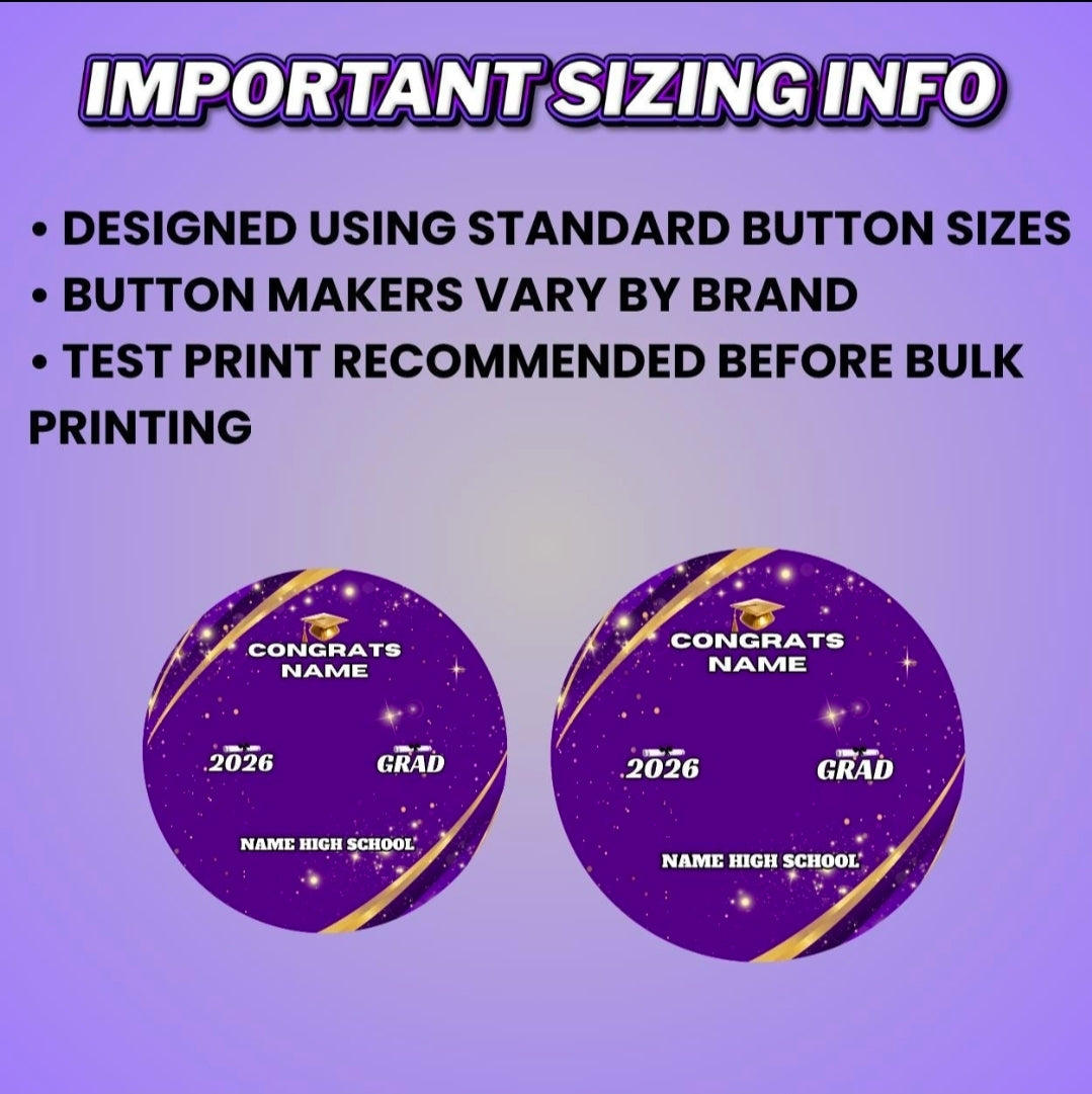 Purple Gold Grad Button Pin Design Editable Template