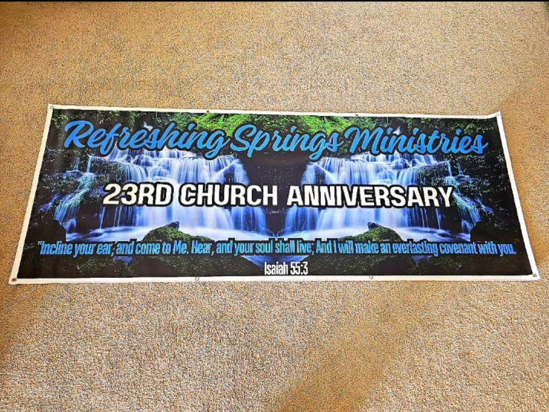 Custom Vinyl Backdrop Banner (Premium Heavy Duty 14 oz Vinyl) Turnaround Time 7-10 Business Days