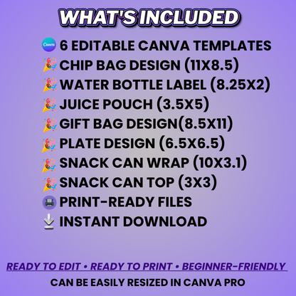 Race Car Birthday Party Favors Editable Designs, 6 Pre-Sized Templates (CanvaPro)