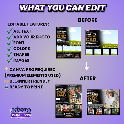 Dadflix Design Editable Canva Pro Templates, 2 Pre-Sized Templates