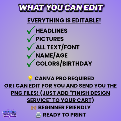 Birthday Newspaper Design Editable Canva Pro Templates, 2 Pre-Sized Templates, 4 Pages Included