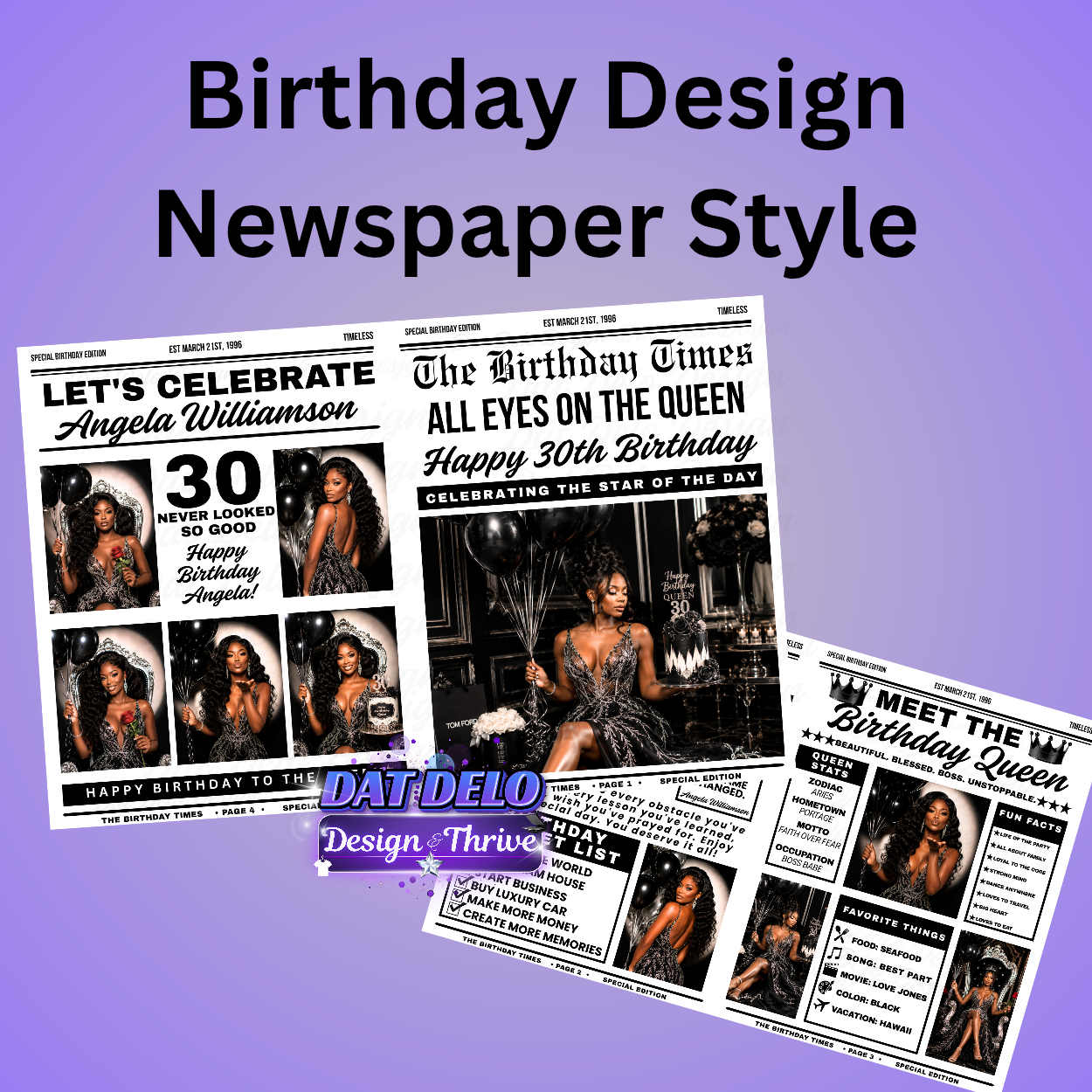 Birthday Newspaper Design Printed Pages, 4 Pages Included