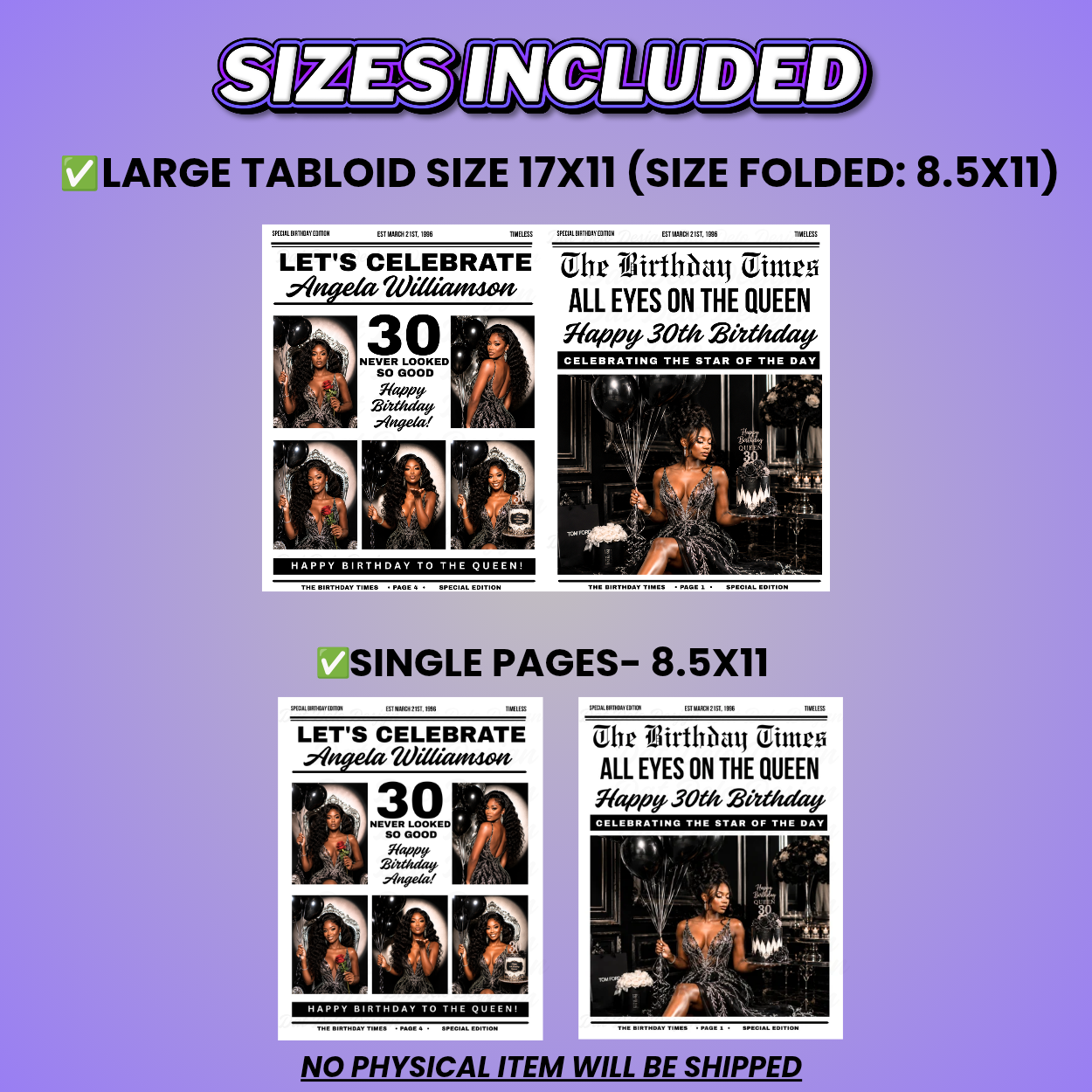 Birthday Newspaper Design Editable Canva Pro Templates, 2 Pre-Sized Templates, 4 Pages Included