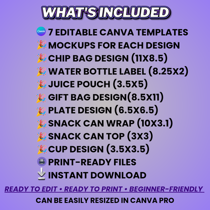 New Year's Eve Party Favor Design & Mockups (Edit In Canva!) 7 Pre-Sized Designs