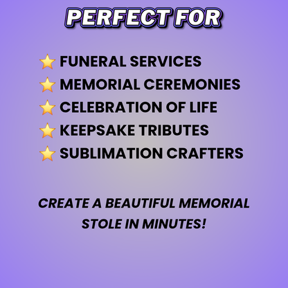 Black Gold Memorial Stole Design Editable Template (Includes Supply List)